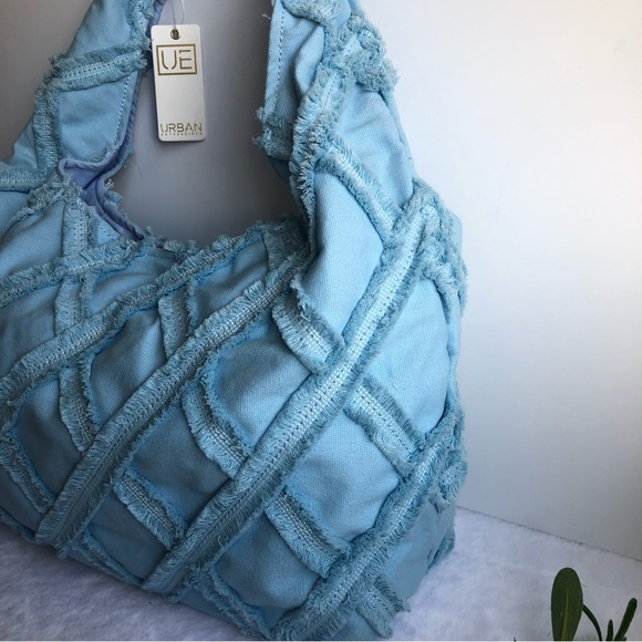 Urban Expressions Barbuda Cotton Hobo Shoulder Bag, Sky Blue, NWT - Picture 5 of 10